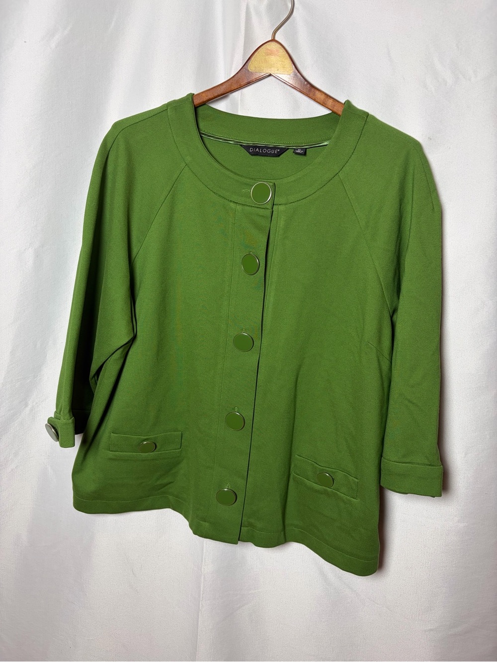 Dialogue Olive Green Button-Front Women's Jacket Top